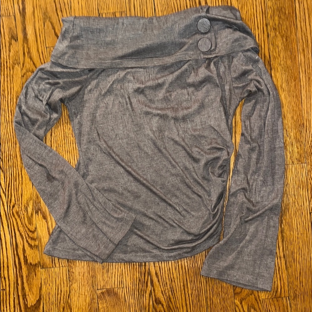 Brown Off-Shoulder Long Sleeve Top